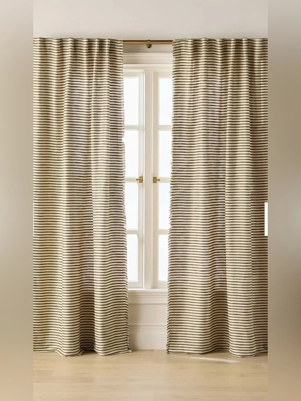 Anthropologie NWT Striped Woven Cotton Blend Curtain Panel 50x84 1 qty